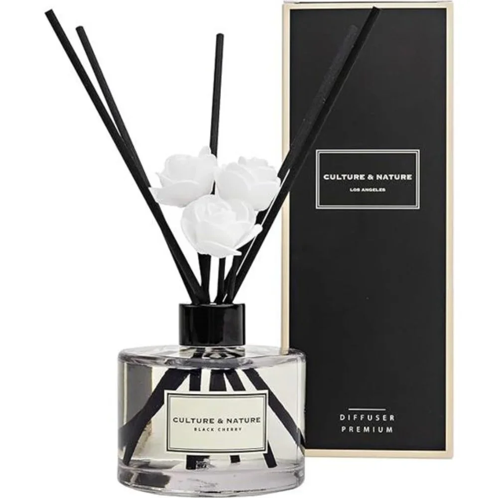 CULTURE & NATURE Reed Diffuser Set 6.7 oz (200ml) Black Cherry Scented Diffuser